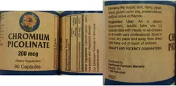 Label for Chromium Picolinate 200 mcg