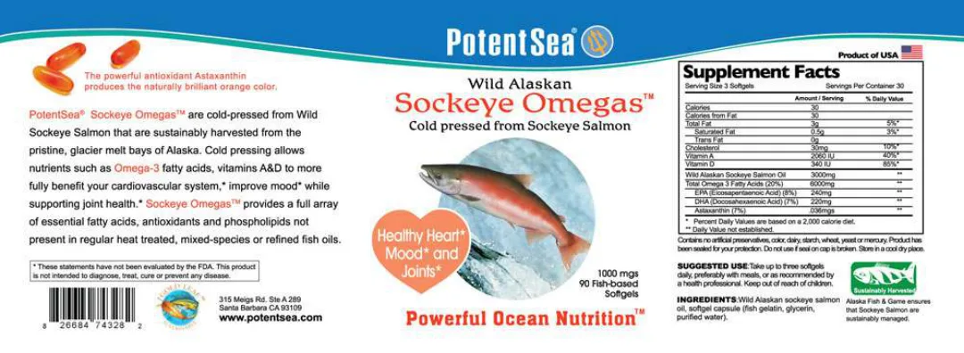 Label for Wild Alaskan Sockeye Omegas