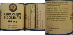 Label for Chromium Picolinate 200 mcg