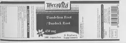Label for Dandelion Root/Burdock Root 450 mg