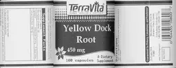 Label for Yellow Dock Root 450 mg