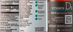 Label for Vitamin D2 2000 IU