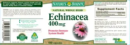 Label for Natural Whole Herb Echinacea 400 mg