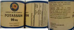 Label for Amino Acid Complex Potassium 99 mg