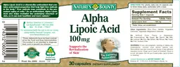 Label for Alpha Lipoic Acid 100 mg
