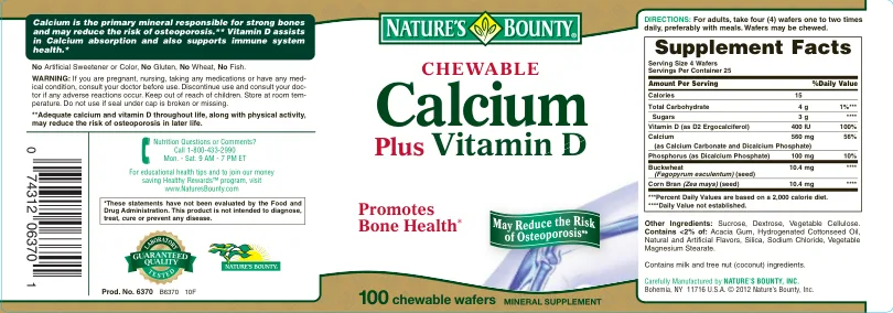 Label for Chewable Calcium Plus Vitamin D