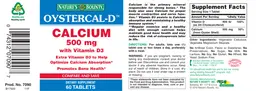 Label for Oystercal-D Calcium 500 mg With Vitamin D3