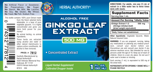 Label for Ginkgo Leaf Extract 500 mg