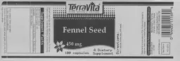 Label for Fennel Seed 450 mg