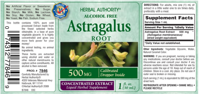 Label for Astragalus Root 500 mg