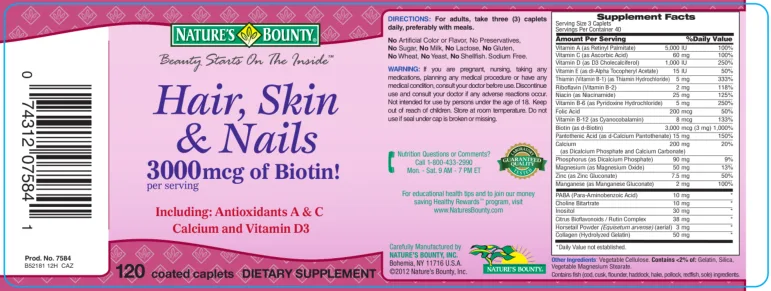 Label for Hair, Skin & Nails