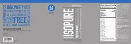 Label for Isopure Zero Carb Creamy Vanilla