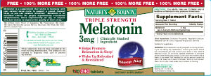 Label for Triple Strength Melatonin 3 mg