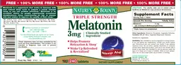Label for Triple Strength Melatonin 3 mg