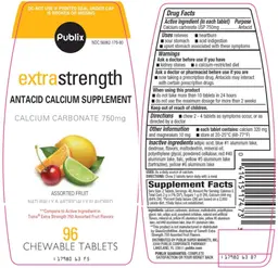 Label for Extra Strength Antacid Calcium Supplement