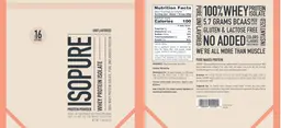 Label for Isopure Whey Protein Isolate Unflavored