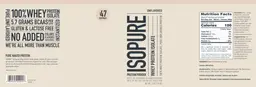 Label for Isopure Whey Protein Isolate Unflavored
