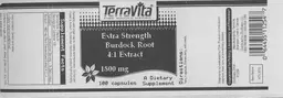 Label for Extra Strength Burdock Root 4:1 Extract 1800 mg