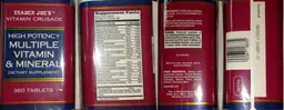 Label for High Potency Multiple Vitamin & Mineral