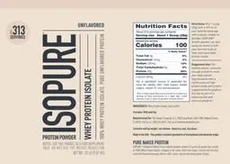 Label for Isopure Whey Protein Isolate Unflavored