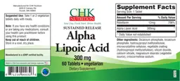 Label for Alpha Lipoic Acid 300 mg