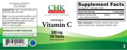 Label for Chewable Vitamin C 500 mg