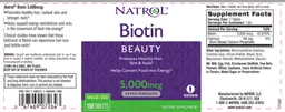 Label for Biotin 5,000 mcg Extra Strength