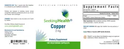 Label for Copper 2 mg