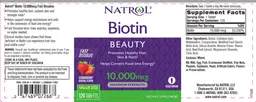 Label for Biotin 10,000 mcg Maximum Strength Strawberry