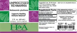 Label for Unprocessed Rehmannia
