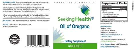 Label for Oil Of Oregano