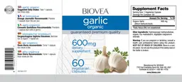 Label for Garlic Organic 600 mg