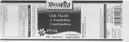 Label for Milk Thistle & Dandelion Combination 450 mg
