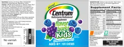 Label for Centrum Flavor Burst Kids Grape & Blue Raspberry