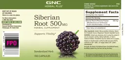 Label for Siberian Root 500 mg