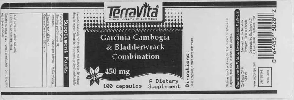 Label for Garcinia Cambogia & Bladderwrack Combination 450 mg