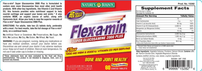Label for Flex-A-Min Super Glucosamine 2000 Plus
