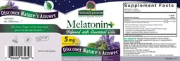 Label for Melatonin+ 5 mg