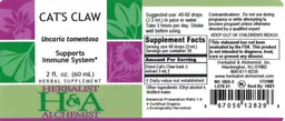 Label for Cat's Claw