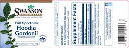 Label for Full Spectrum Hoodia Gordonii 400 mg