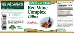 Label for Red Wine Complex 200 mg