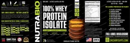 Label for 100% Whey Protein Isolate Chocolate Peanut Butter