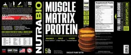 Label for Muscle Matrix Protein Chocolate Peanut Butter