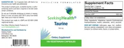 Label for Taurine 500 mg