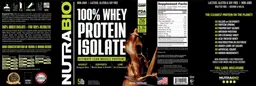 Label for 100% Whey Protein Isolate Dutch Chocolate