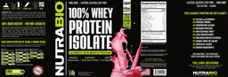 Label for 100% Whey Protein Isolate Wild Strawberry