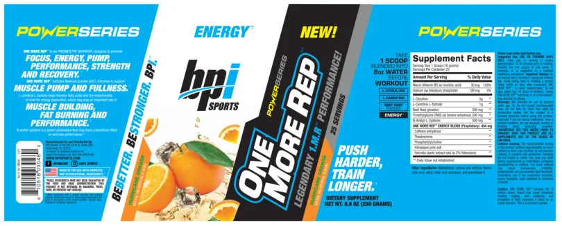 Label for One More Rep Hurricane Orange