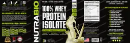 Label for 100% Whey Protein Isolate Alpine Vanilla