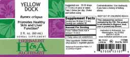 Label for Yellow Dock