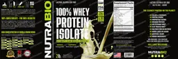 Label for 100% Whey Protein Isolate Cinnamon Bun